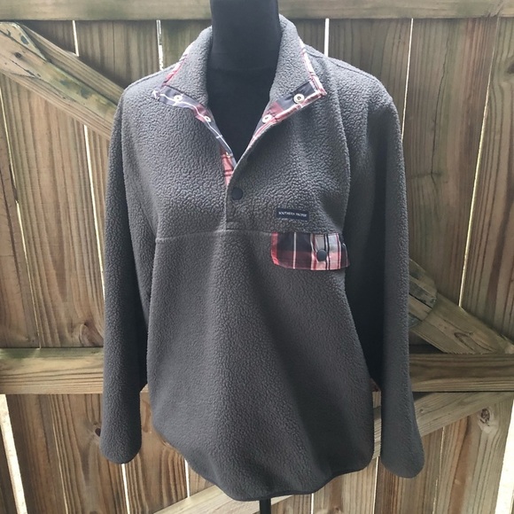 Southern Proper Gray Fleece 1/4 Button Pullover with Snap Button Pocket Size S - Picture 1 of 7